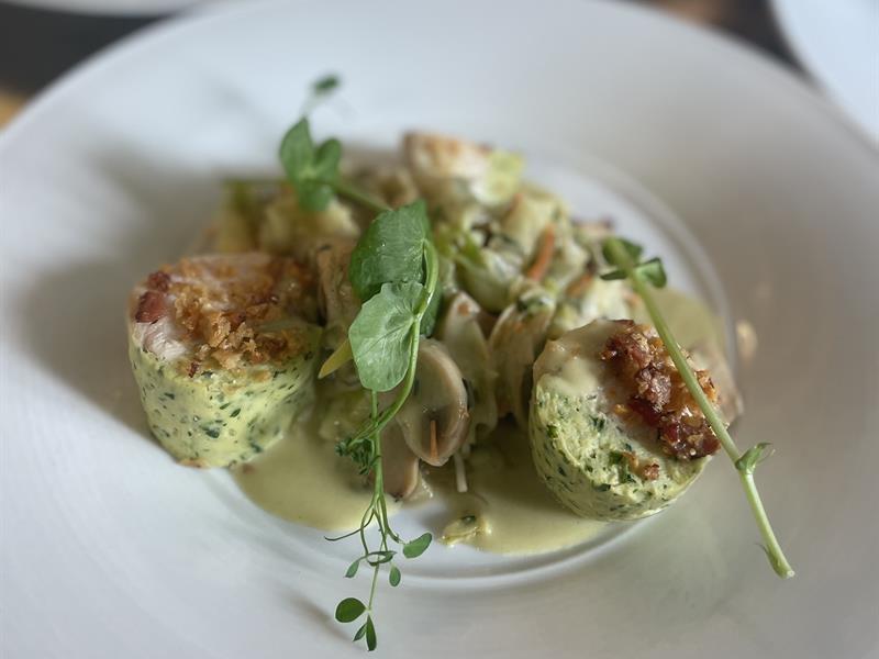 Dish on plate