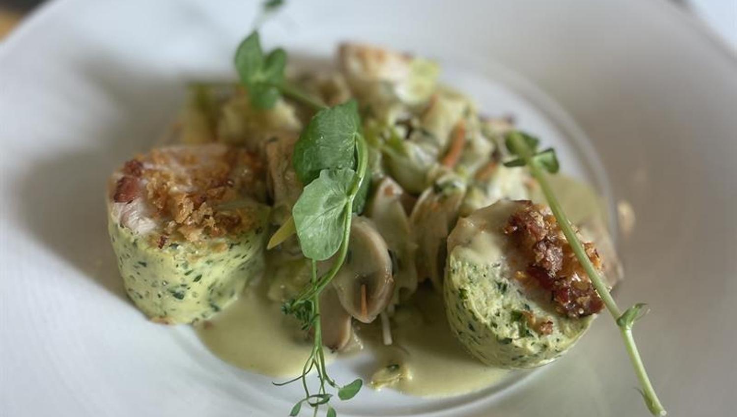Dish on plate