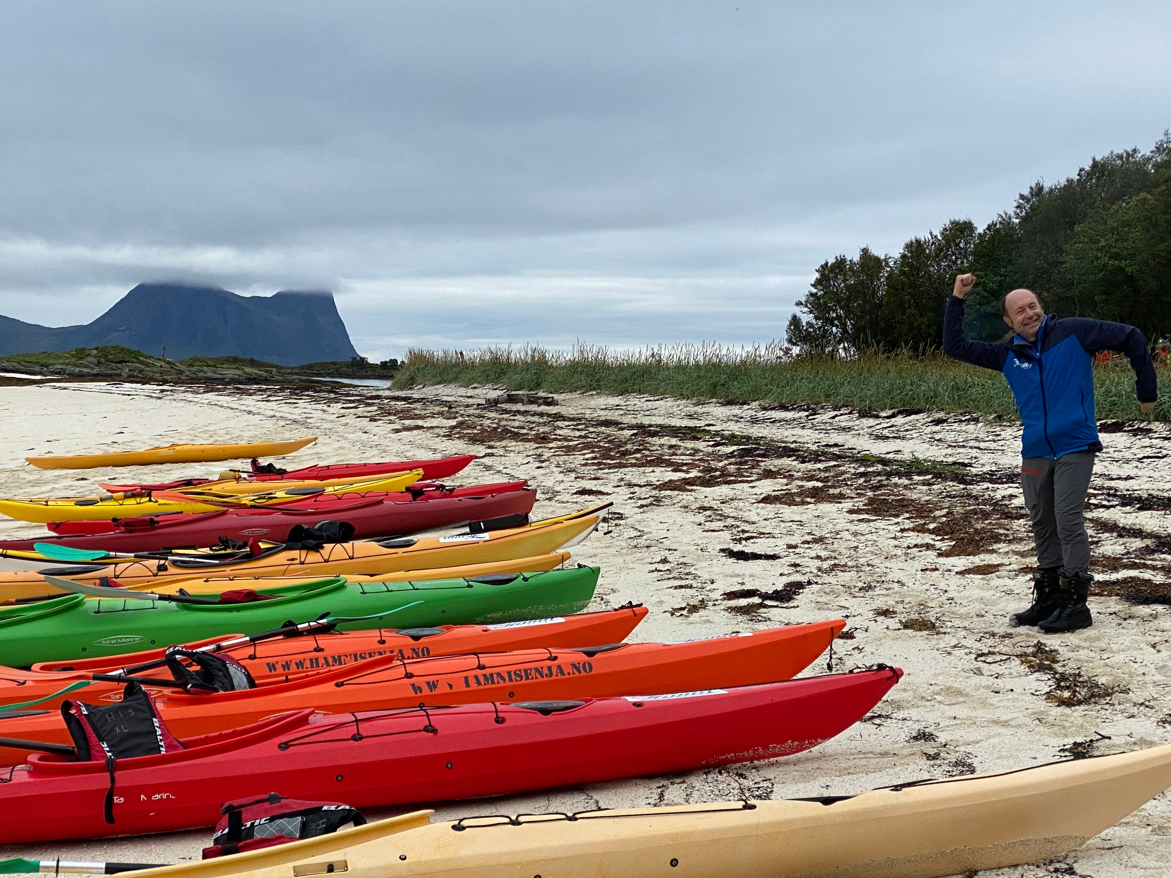 kayaks on the beach