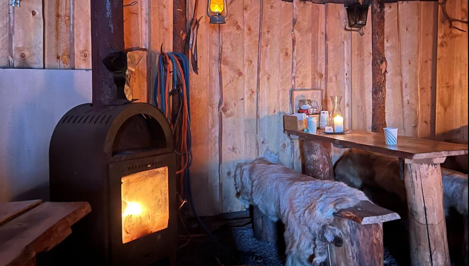 Inside a lavvu tent