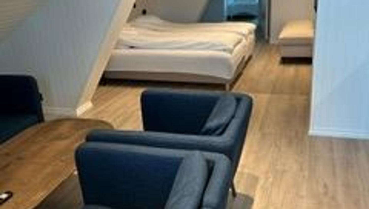 top floor room, with open plan.