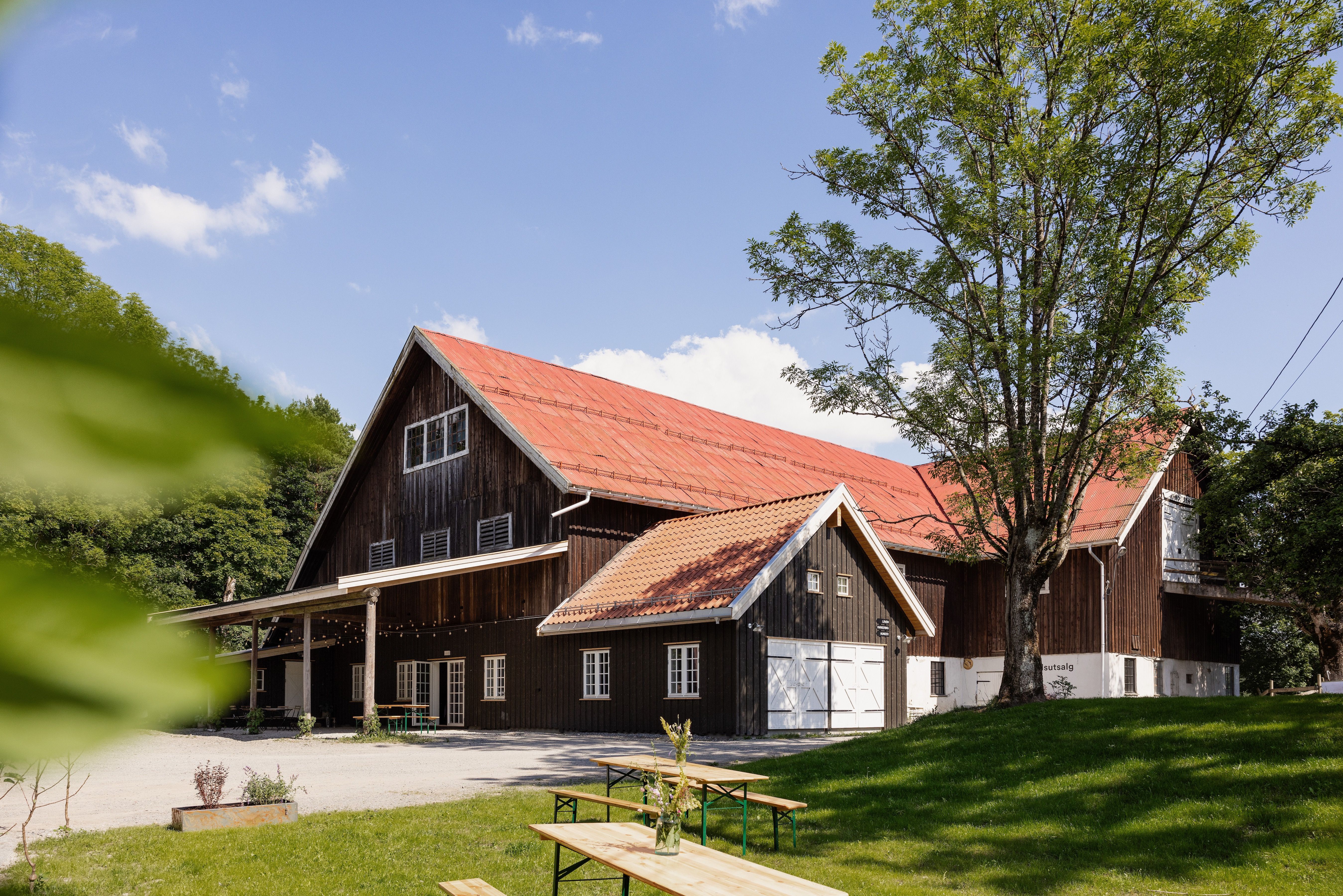 The barn seen outside