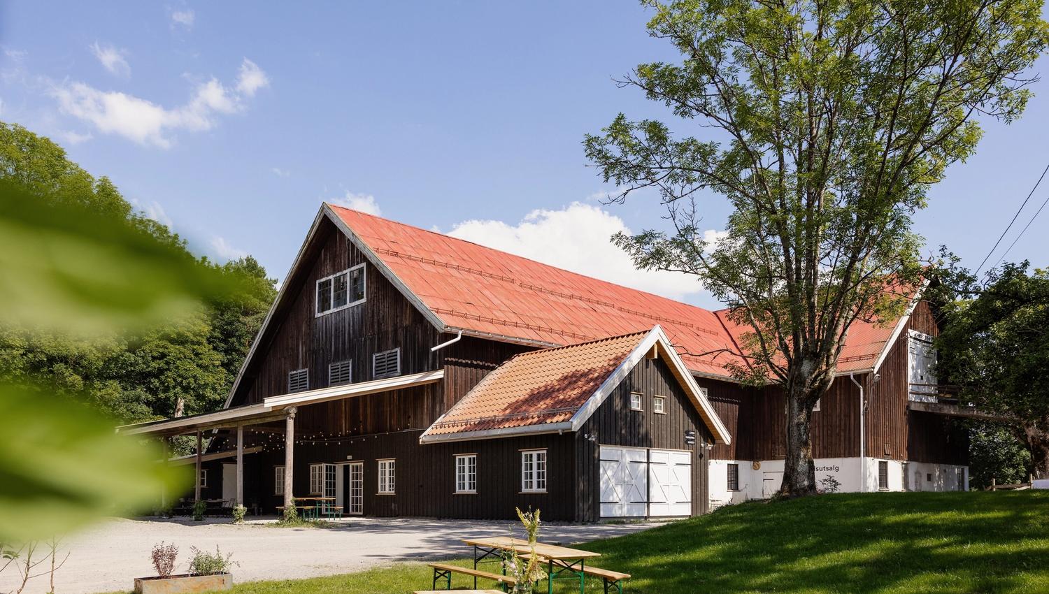 The barn seen outside