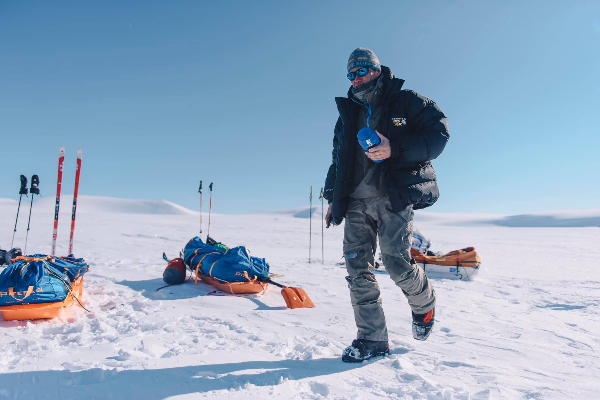 A person carrying a water bottle