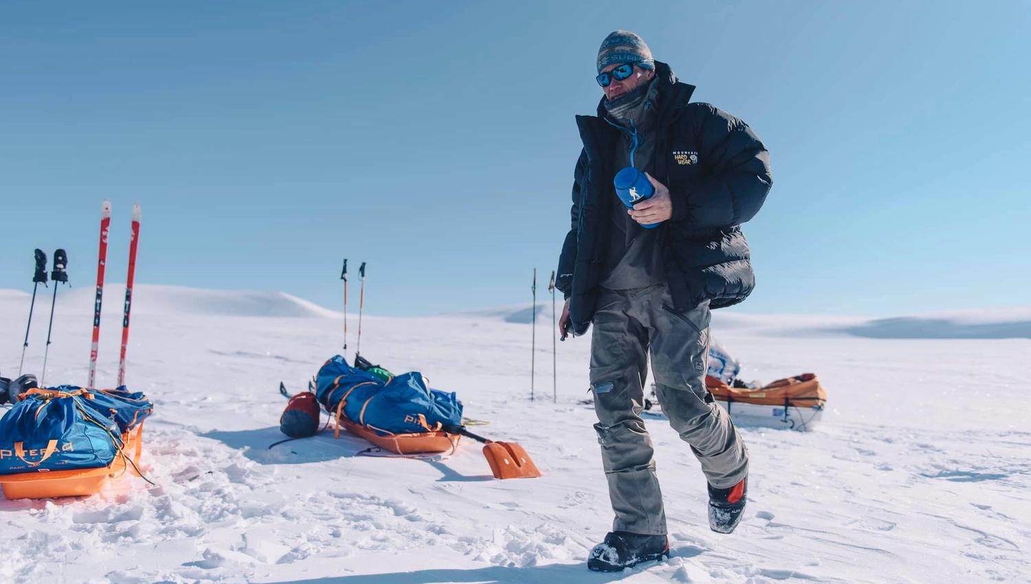A person carrying a water bottle