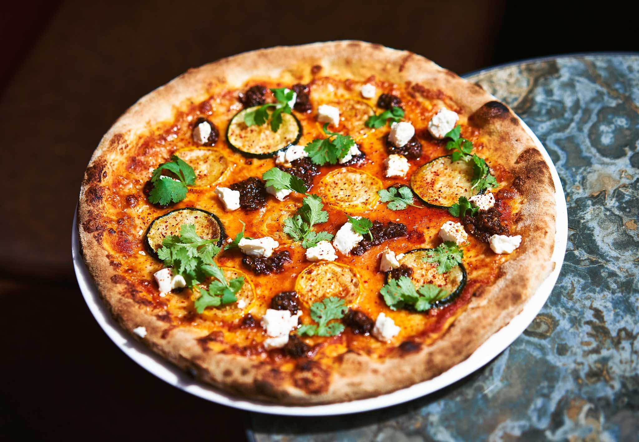 Pizza seen from above