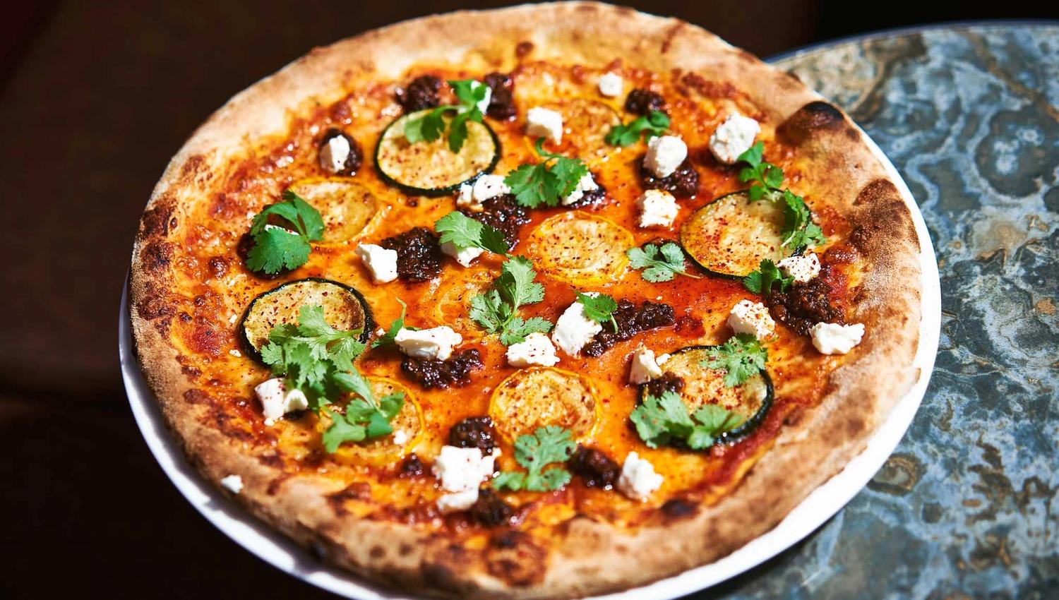 Pizza seen from above