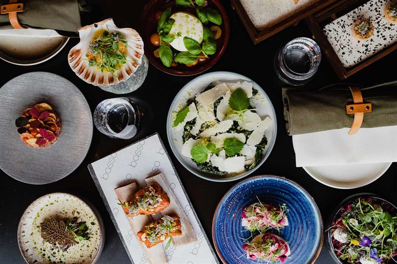 Various dishes on a table
