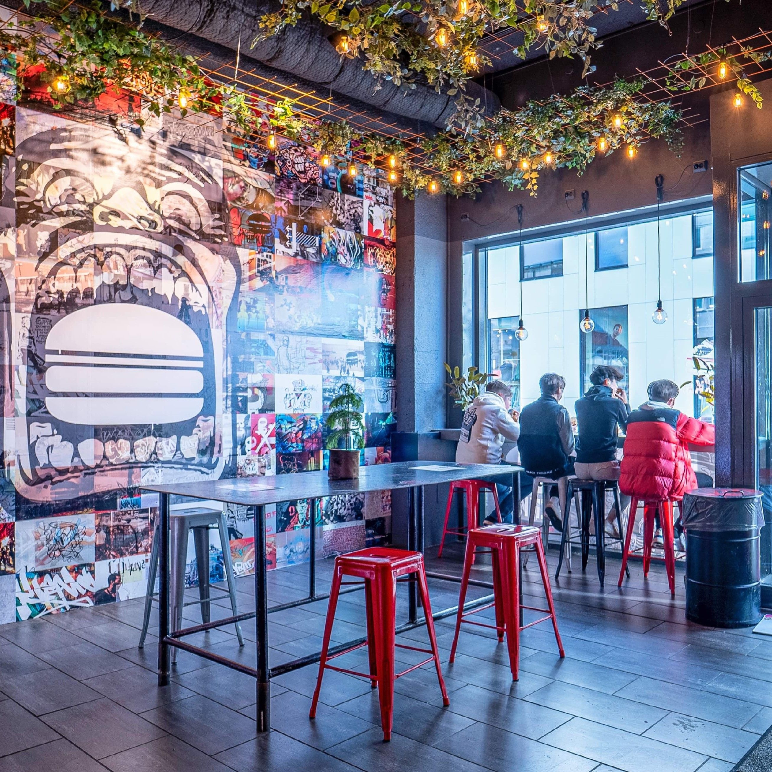 Colourful inside the Hekkan Burger Sandnes