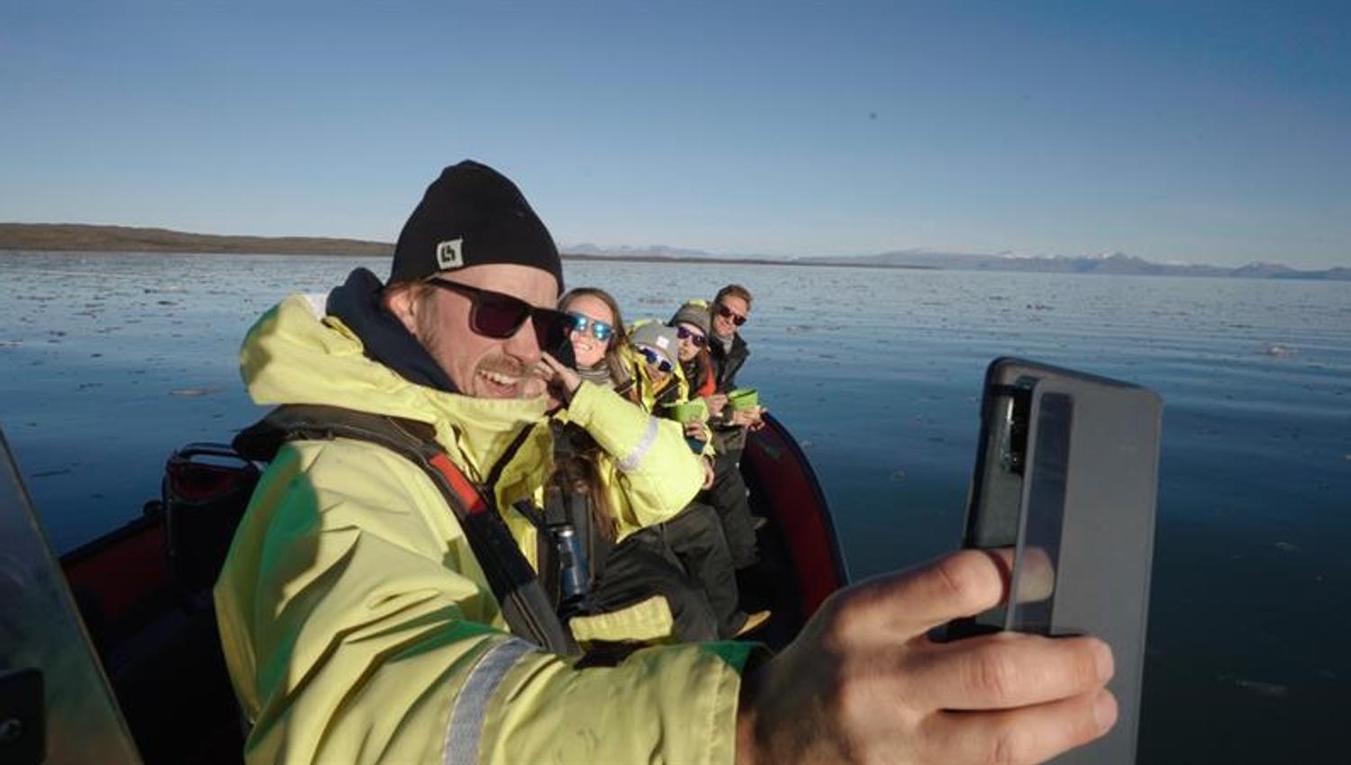 Tour group in rib on fjord