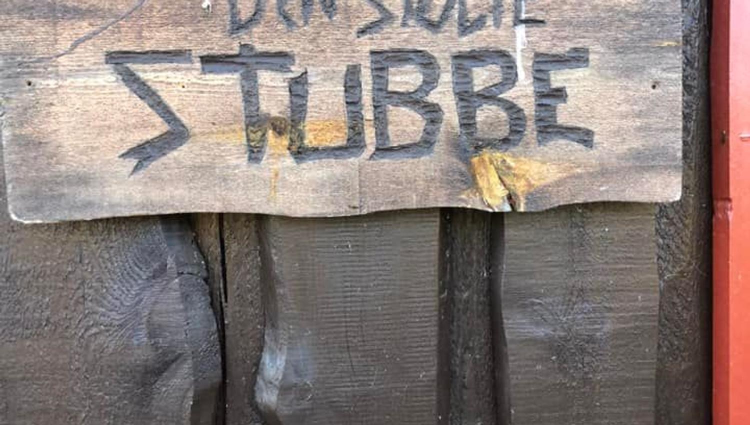 Sign, "The big stump".