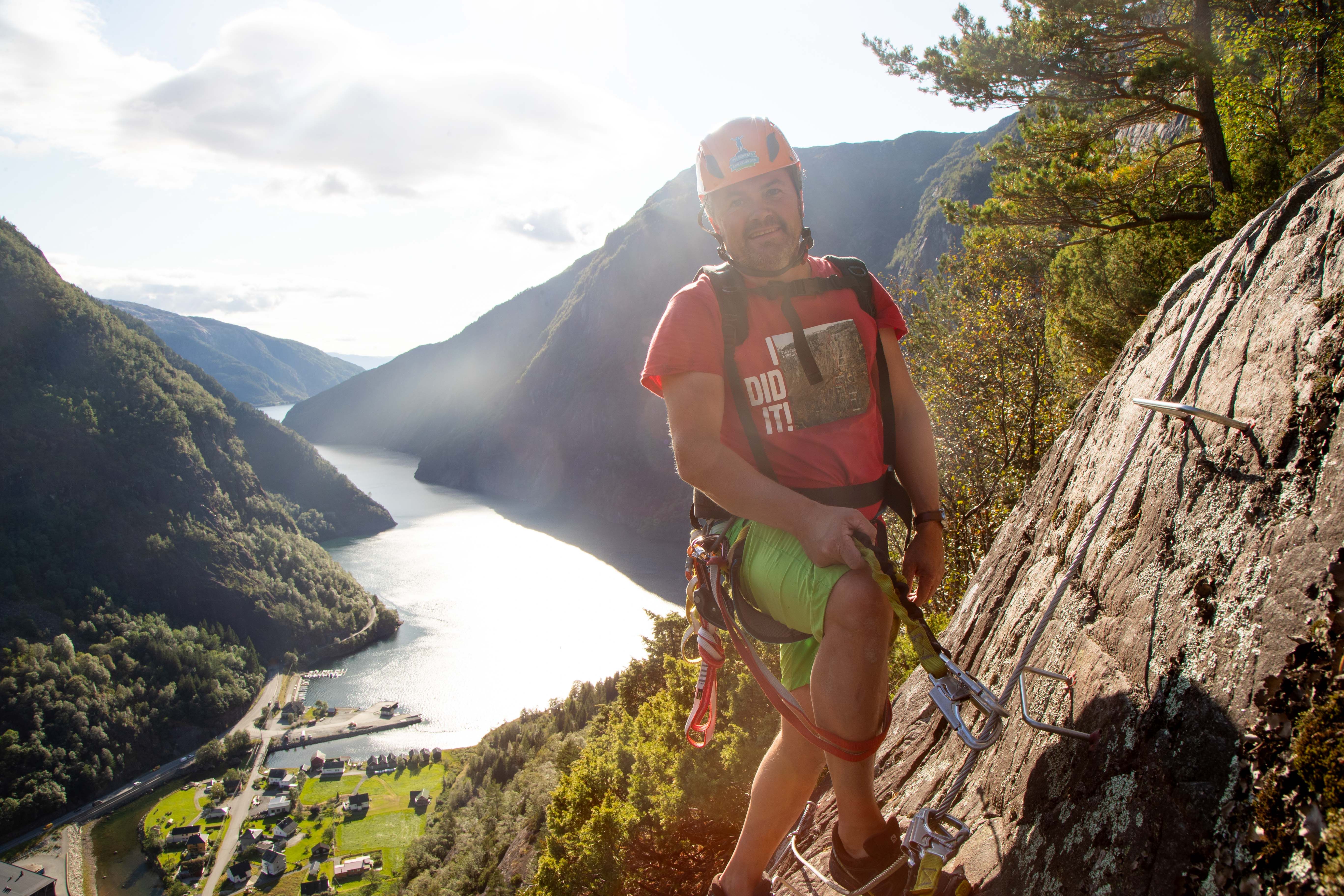 Via Ferrata Kyrkjeveggen in Åkrafjorden.