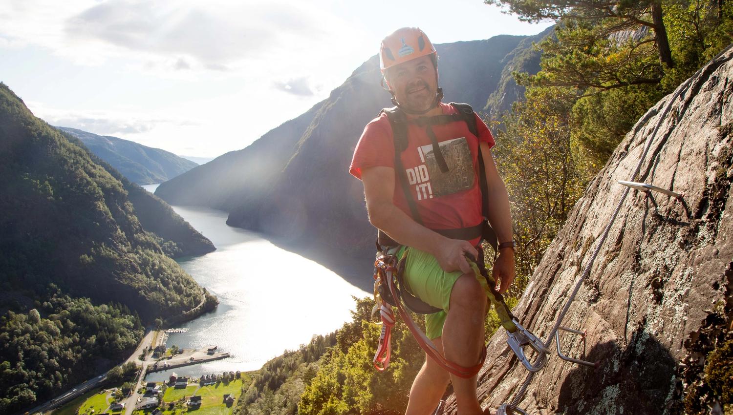 Via Ferrata Kyrkjeveggen in Åkrafjorden.