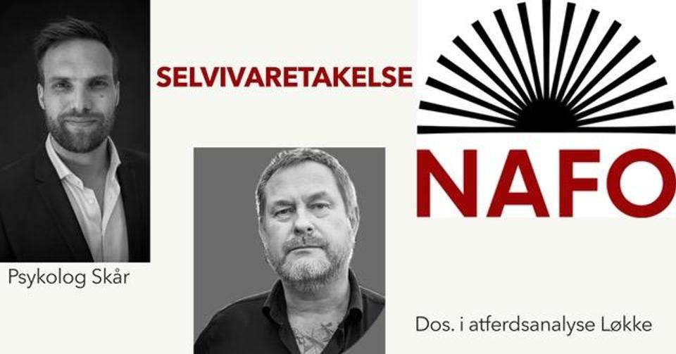 Event advert with pictures of Søren J. Skår and Jon A. Løkke