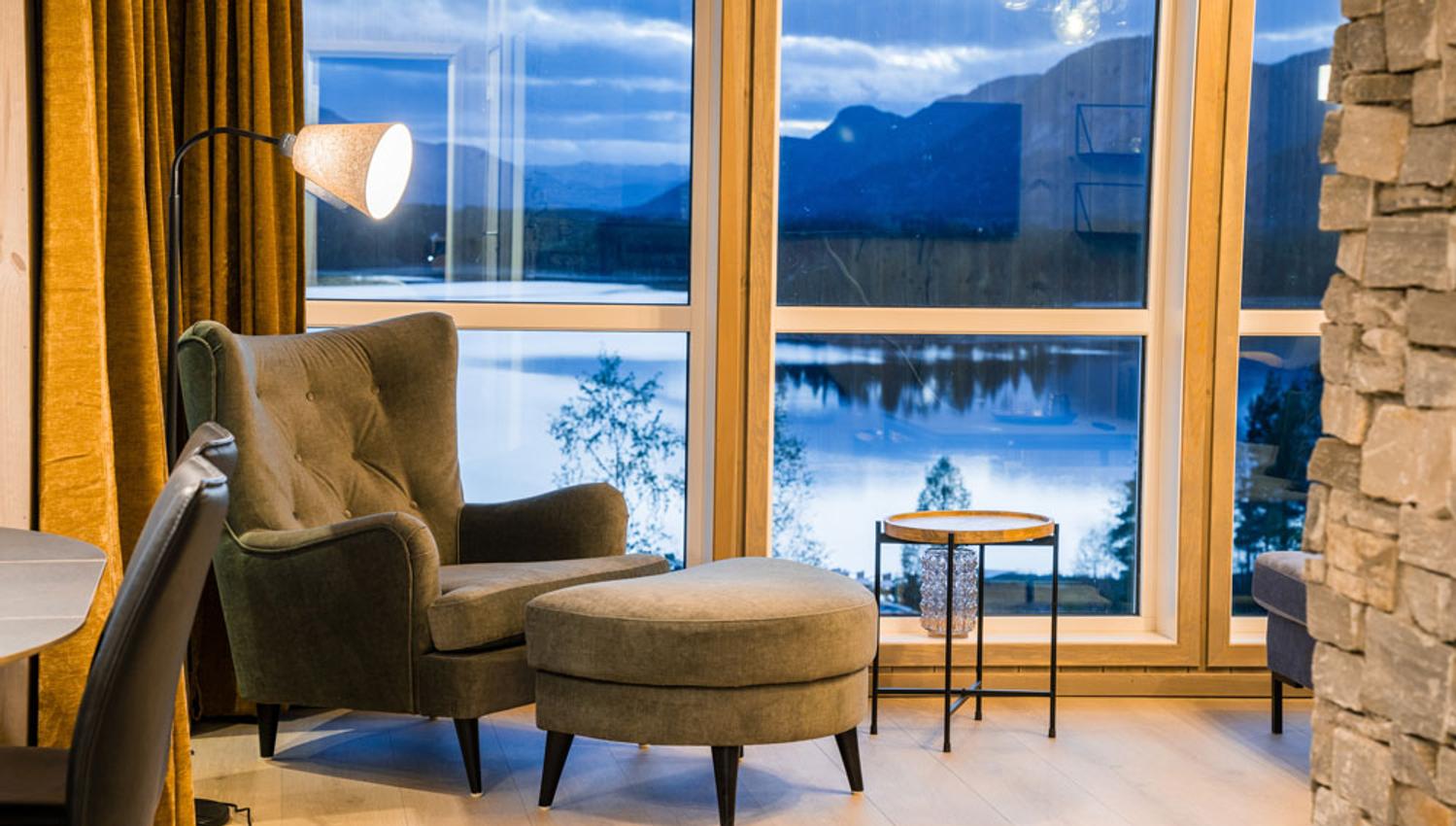 view from the living room window of one of the new cabins at Vrådal Hyytegrend