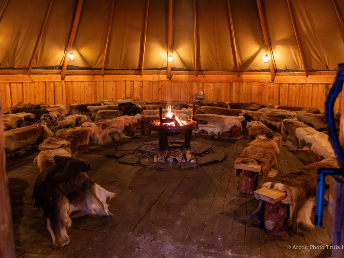 Inside a lavvu tent