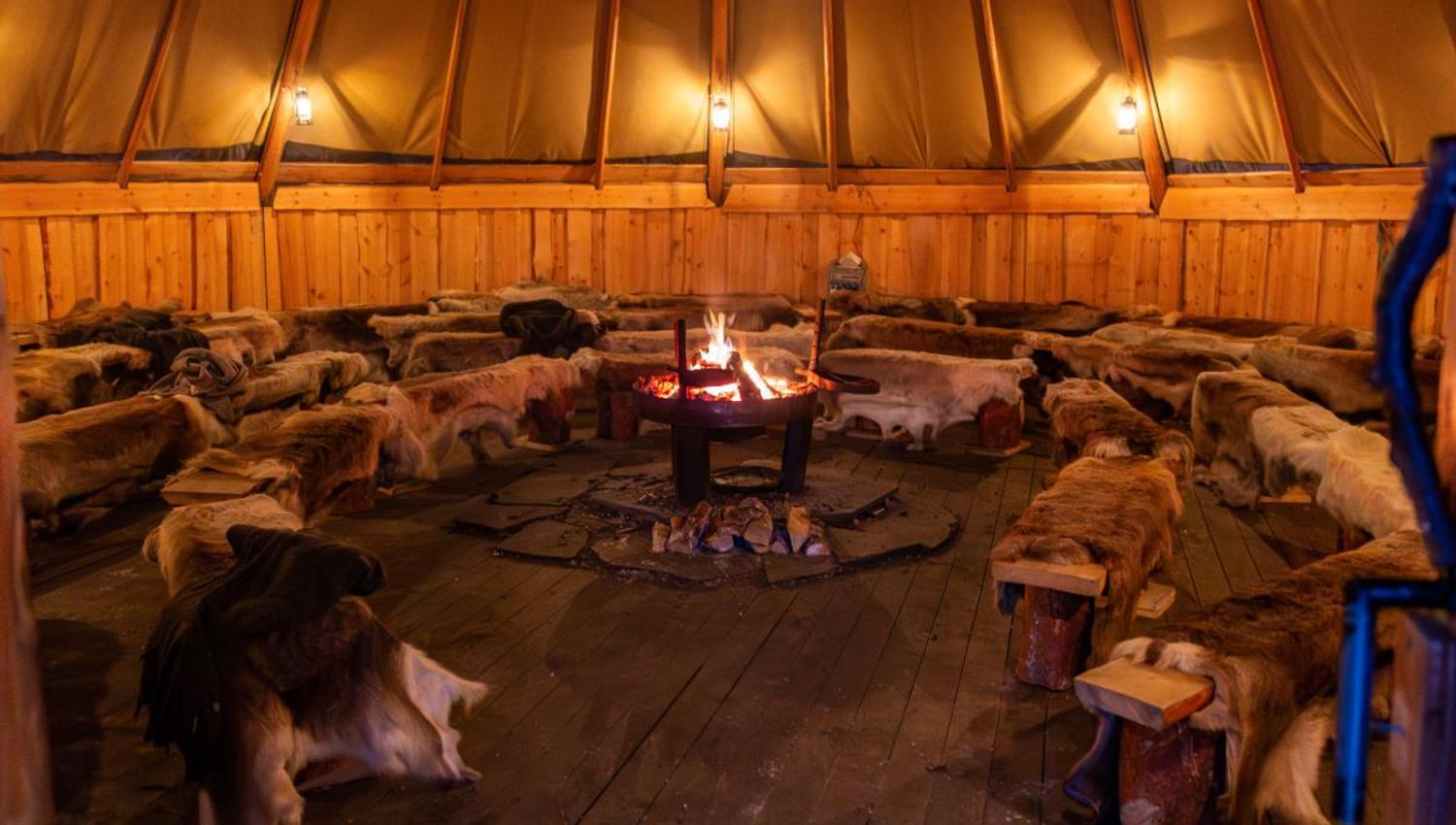 Inside a lavvu tent