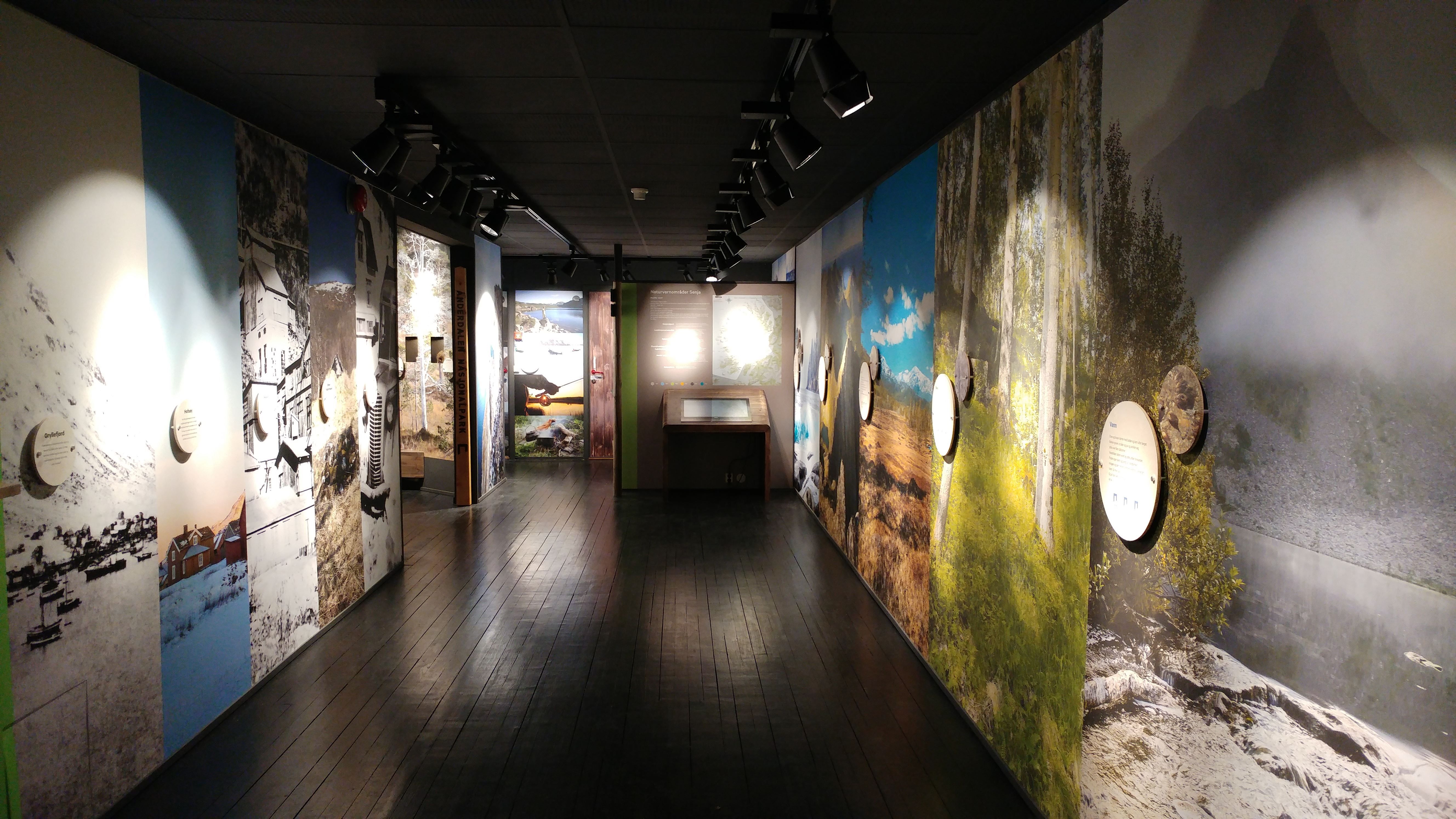 inside the museum, with various nature pictures