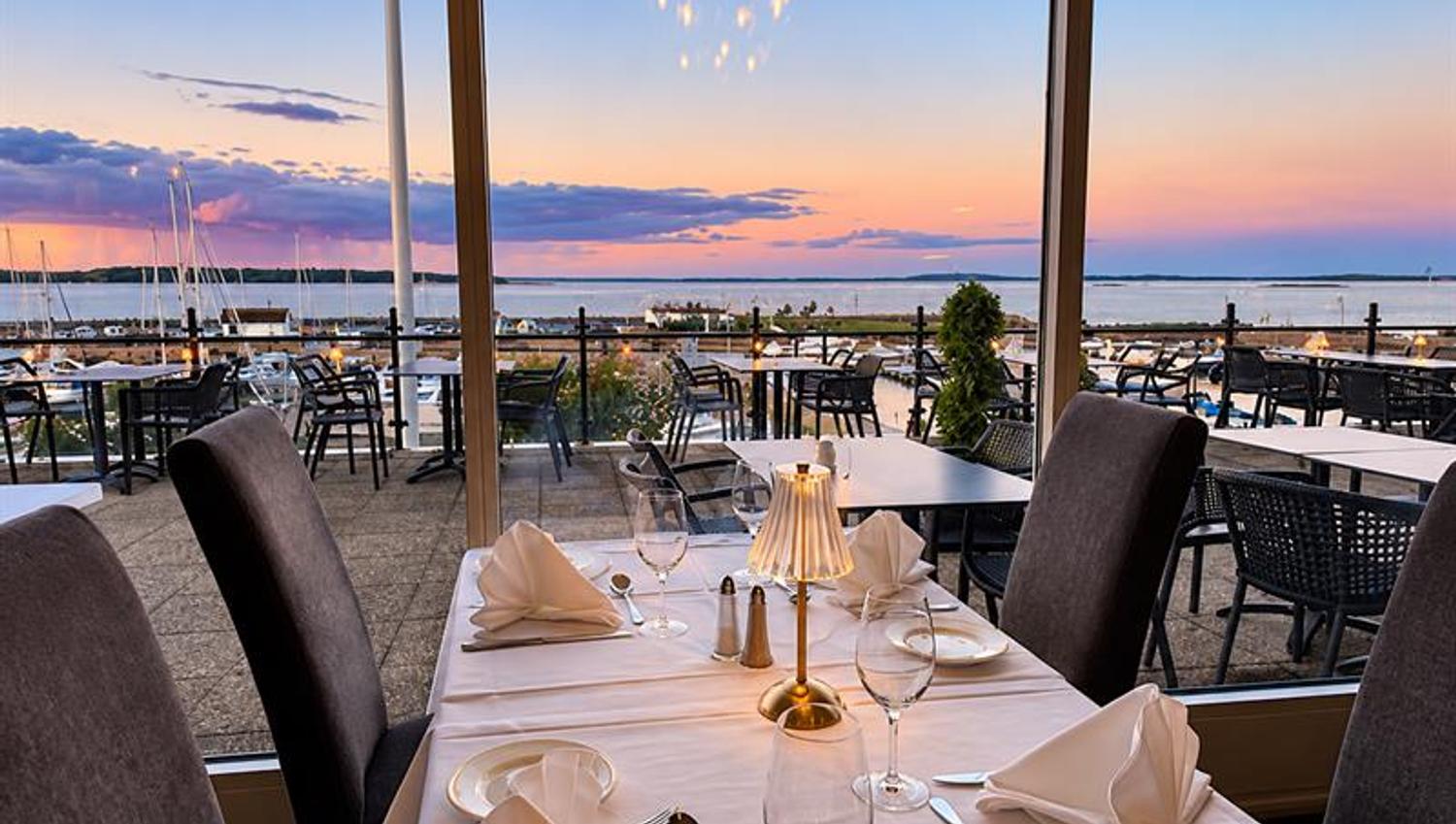 Grand Restaurant in Åsgårdstrand overlooking the marina and Oslofjord