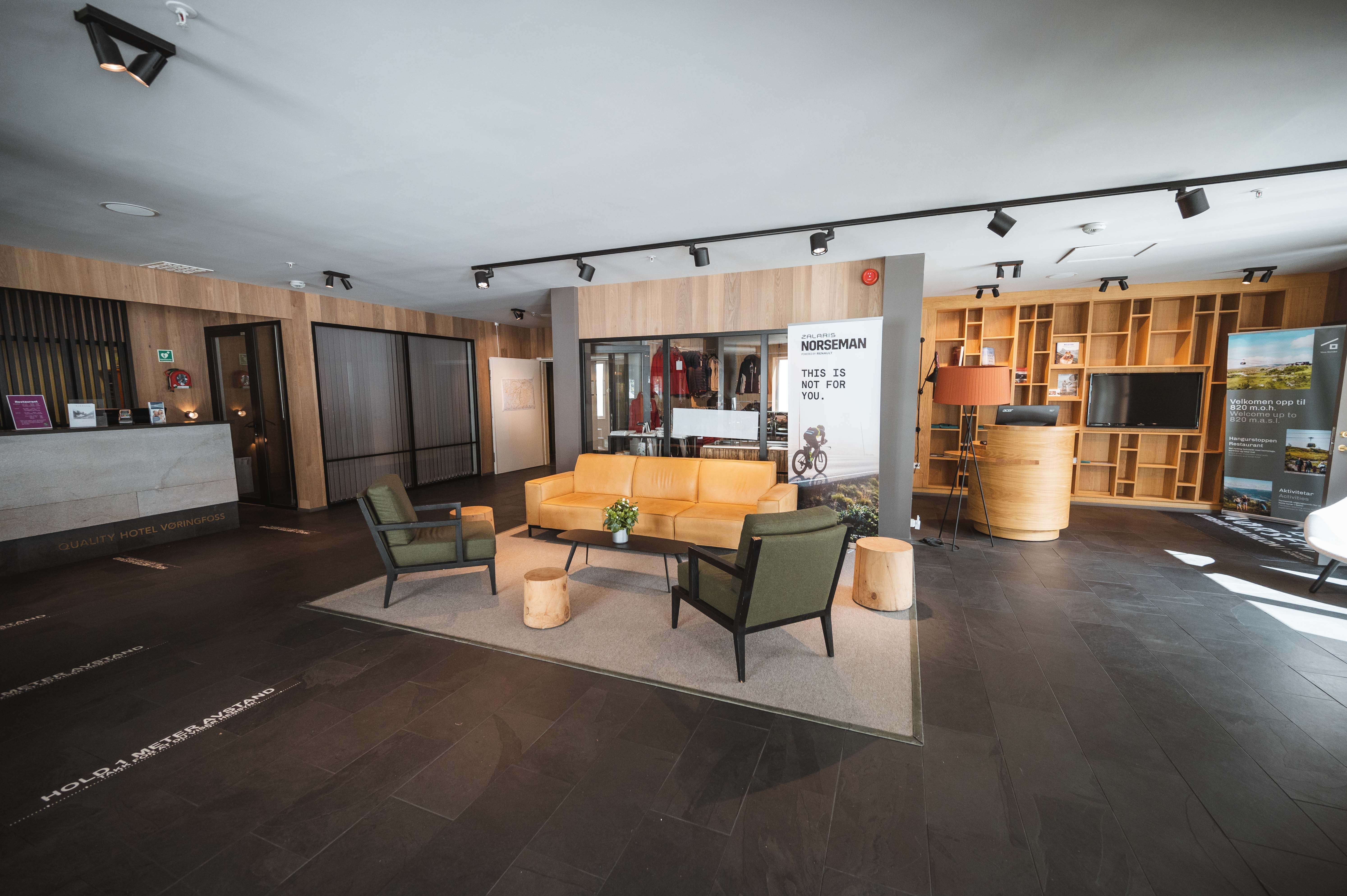 A lounge area next to the front desk.