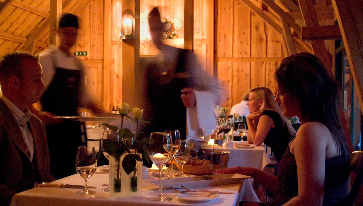 The guests are served at a nicely set table