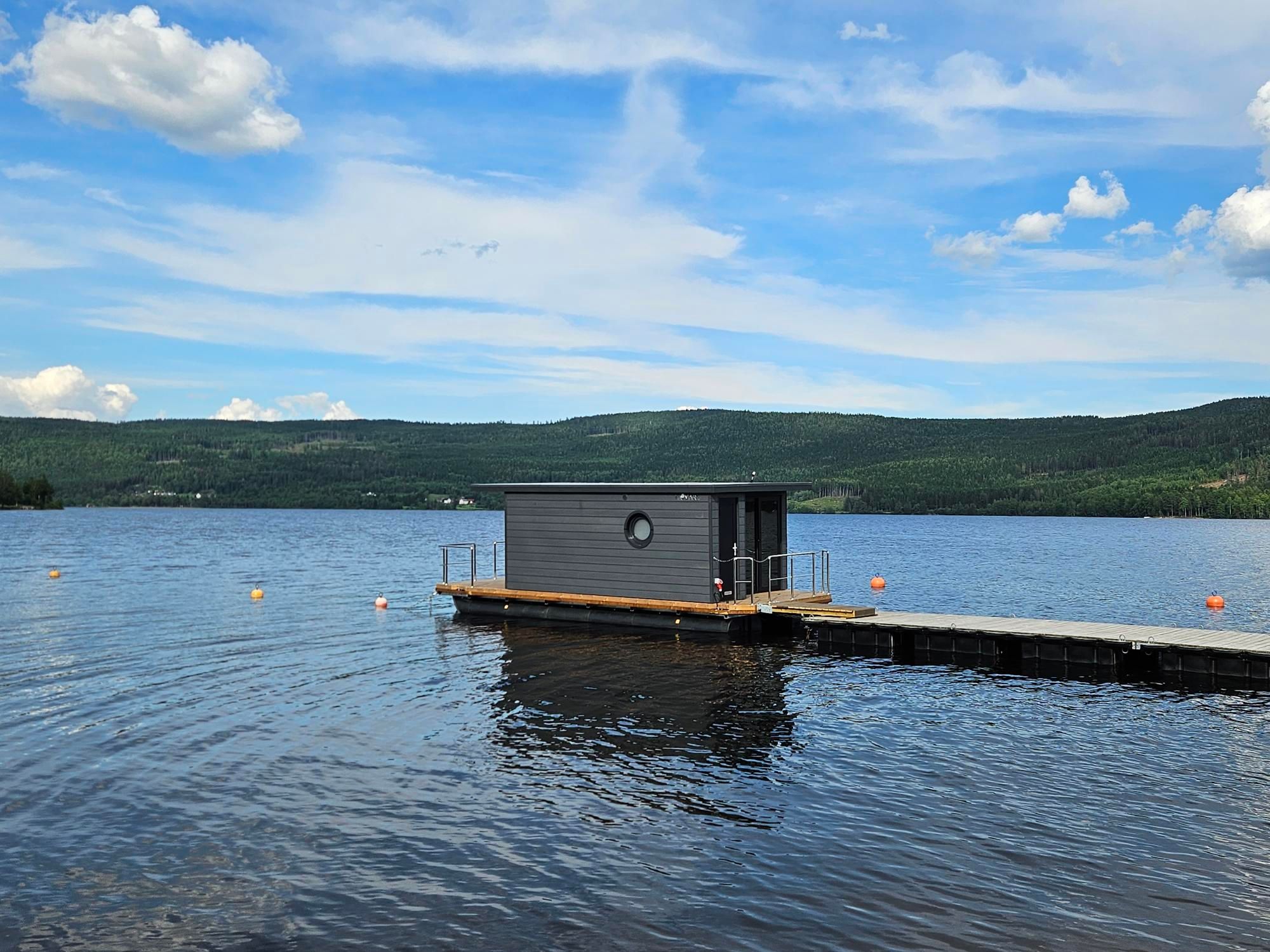 floating sauna on a lake