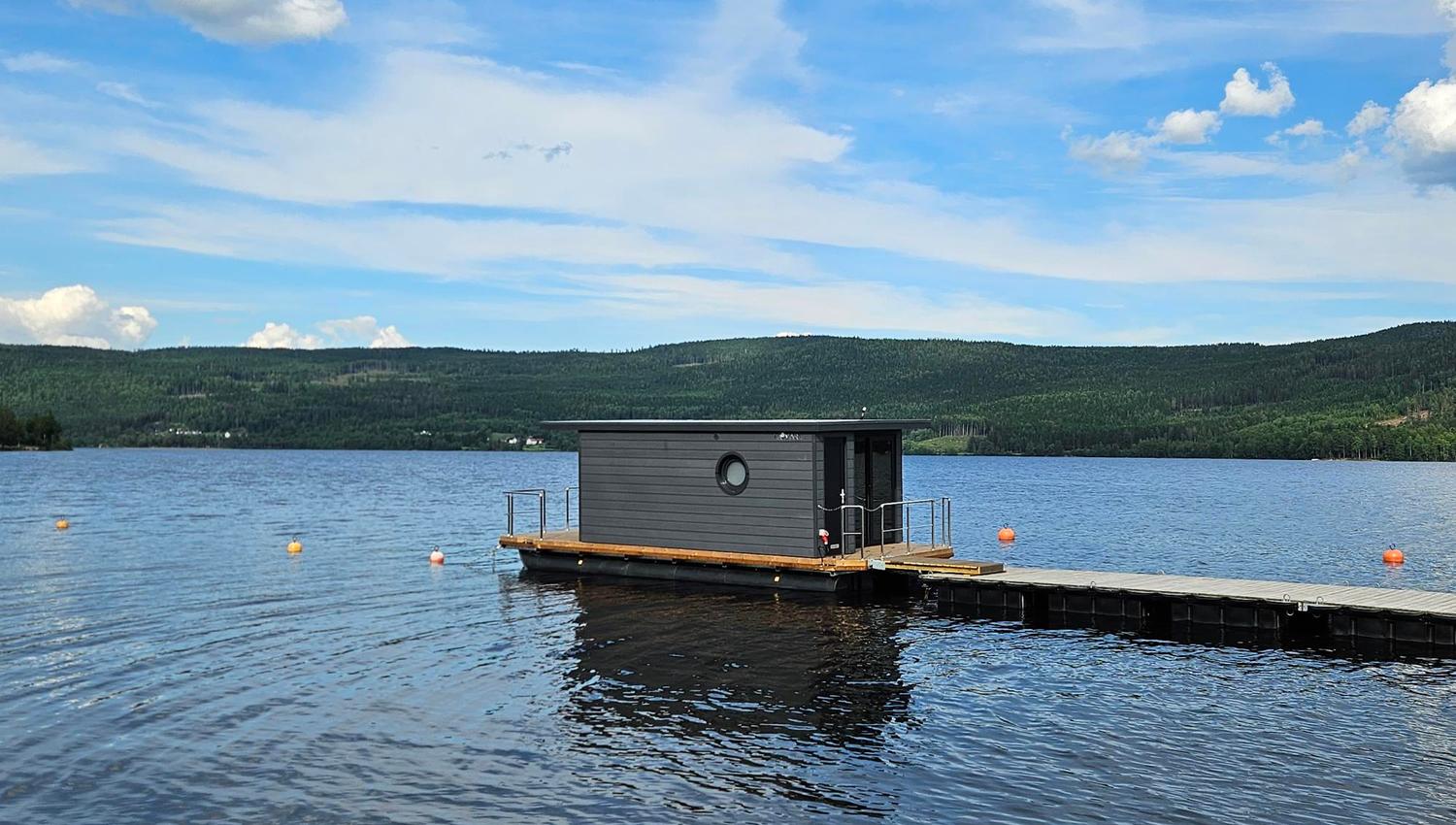 floating sauna on a lake