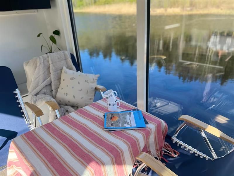 seat on the houseboat