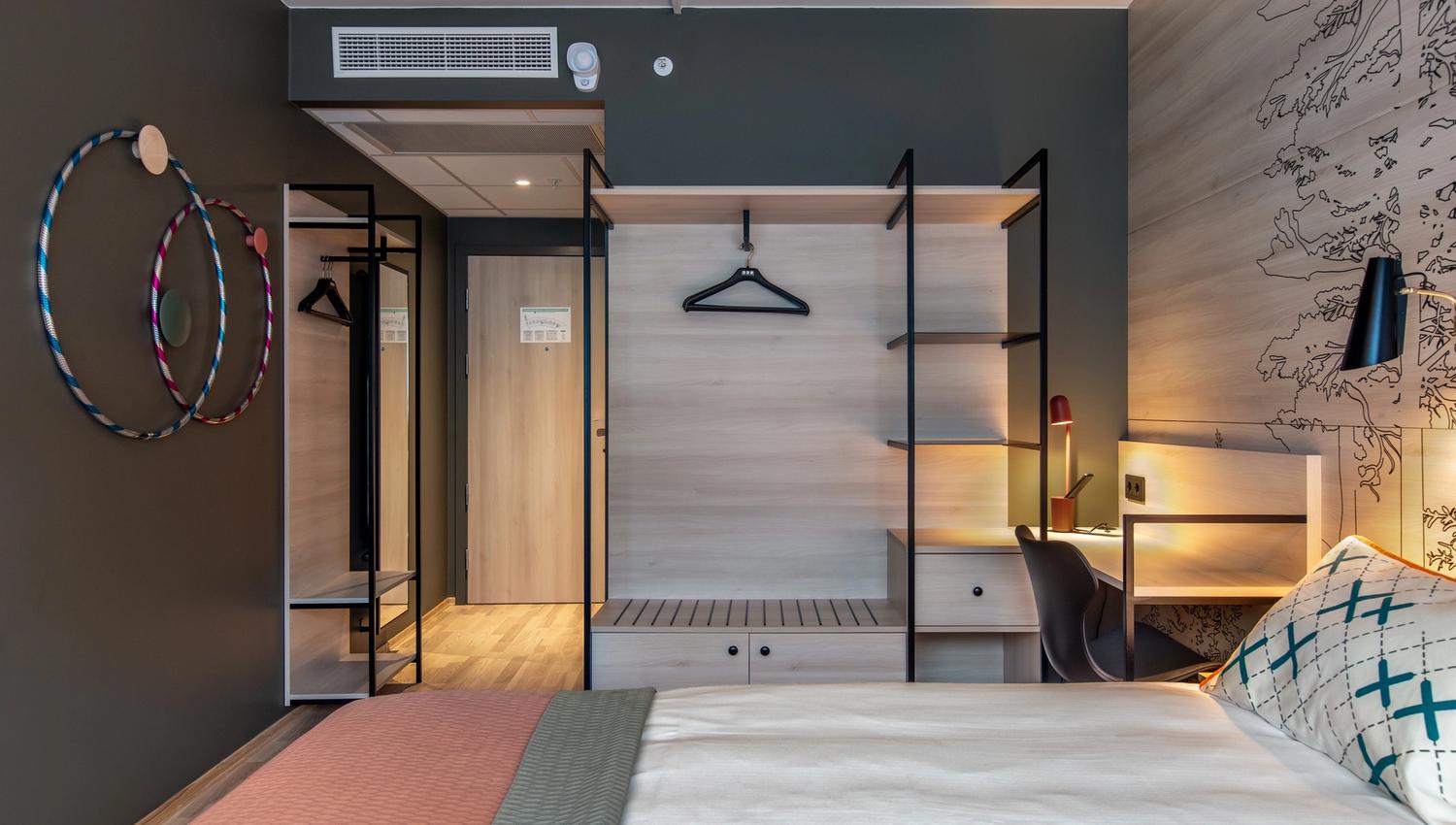 hotel room with double bed
