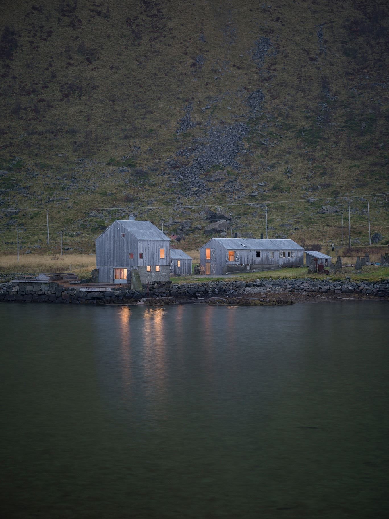 Villa Lofoten Exterior at Night