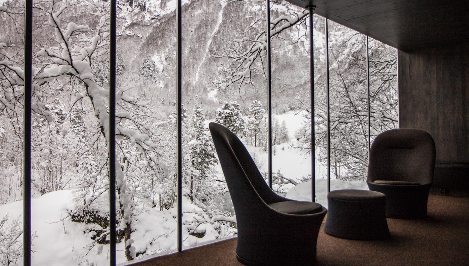 Juvet landscape hotel winter view