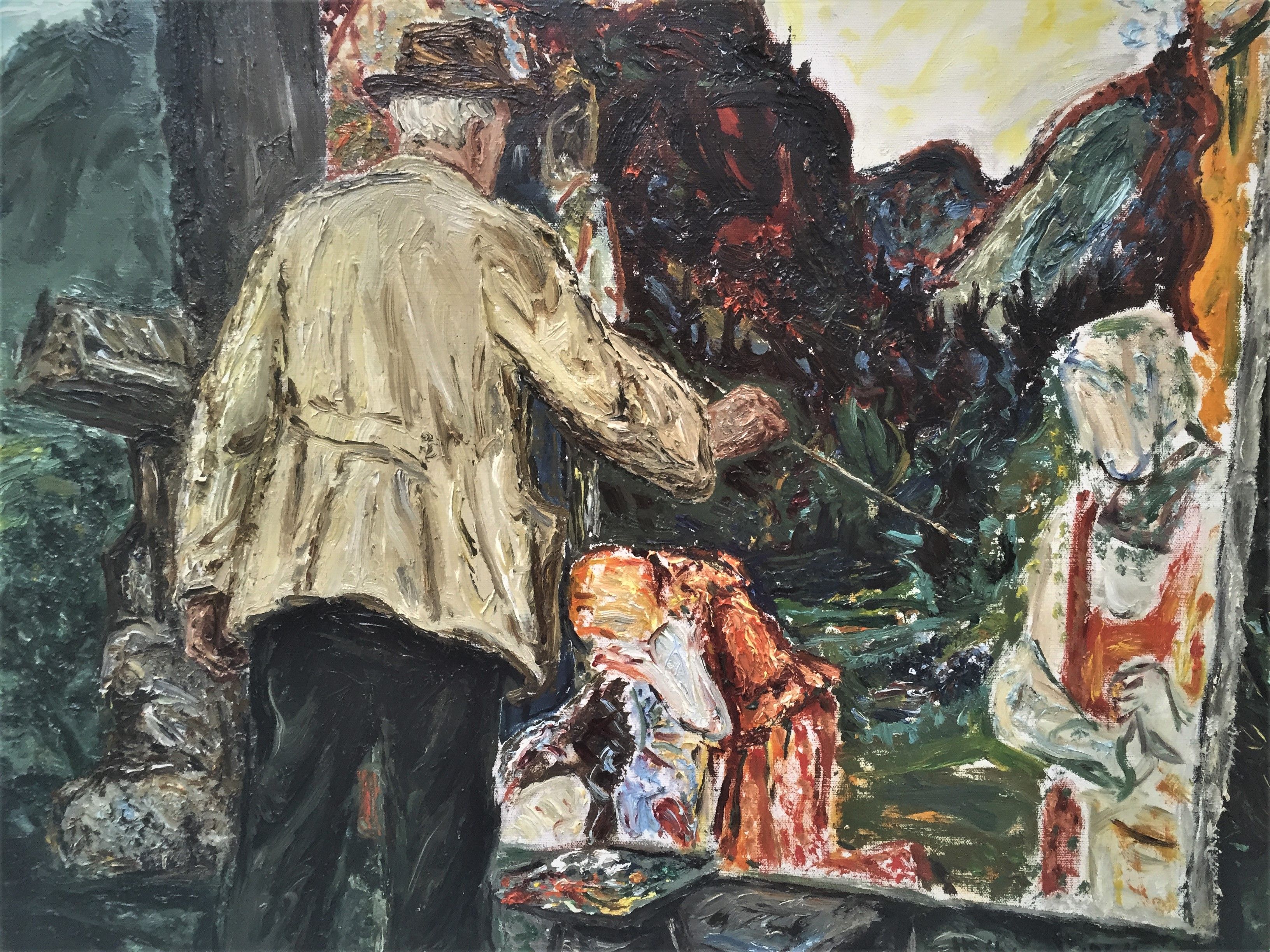 Detalj av Kihle-måleri på Smørklepp kunstmuseum. Vest-Telemark museum, Henrik Sørensen, Harald Kihle.