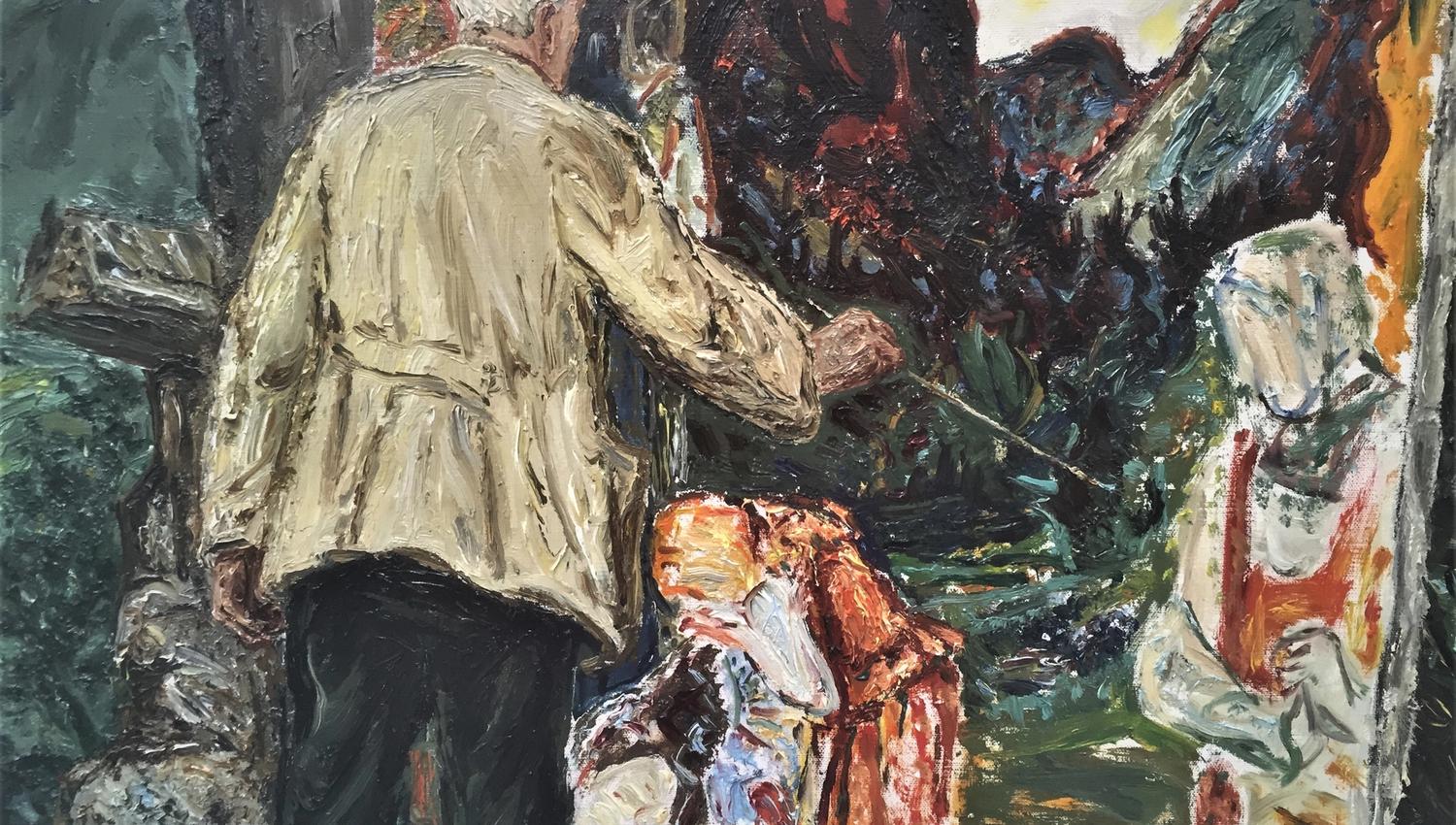 Detalj av Kihle-måleri på Smørklepp kunstmuseum. Vest-Telemark museum, Henrik Sørensen, Harald Kihle.