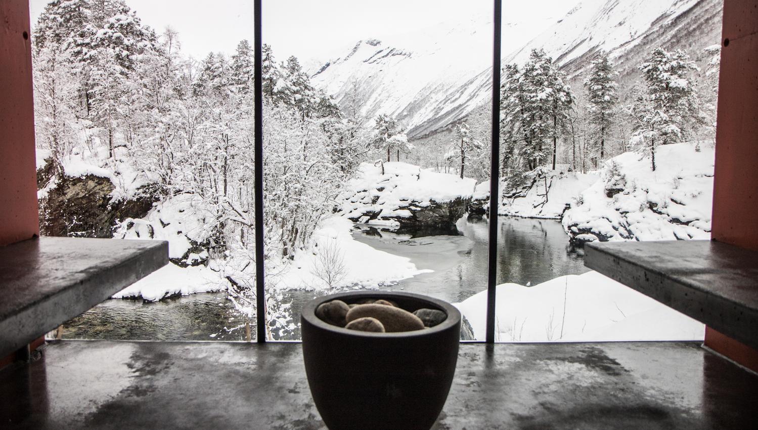 Juvet landscape hotel view from the bath house