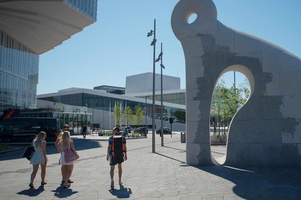 Sculpture outside.