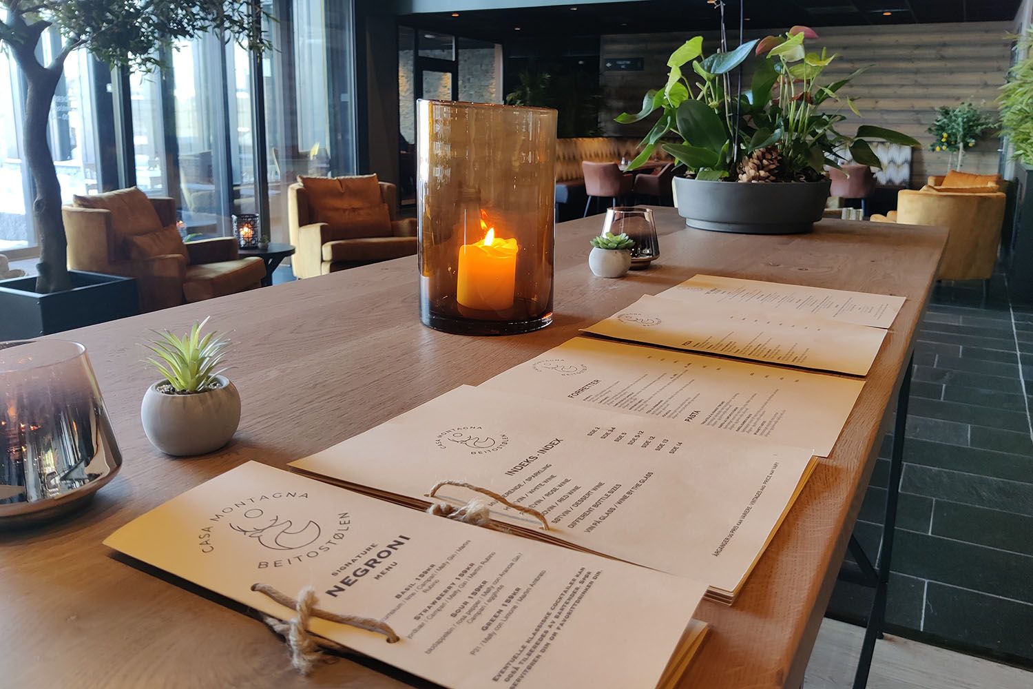 Menu on a restaurant table