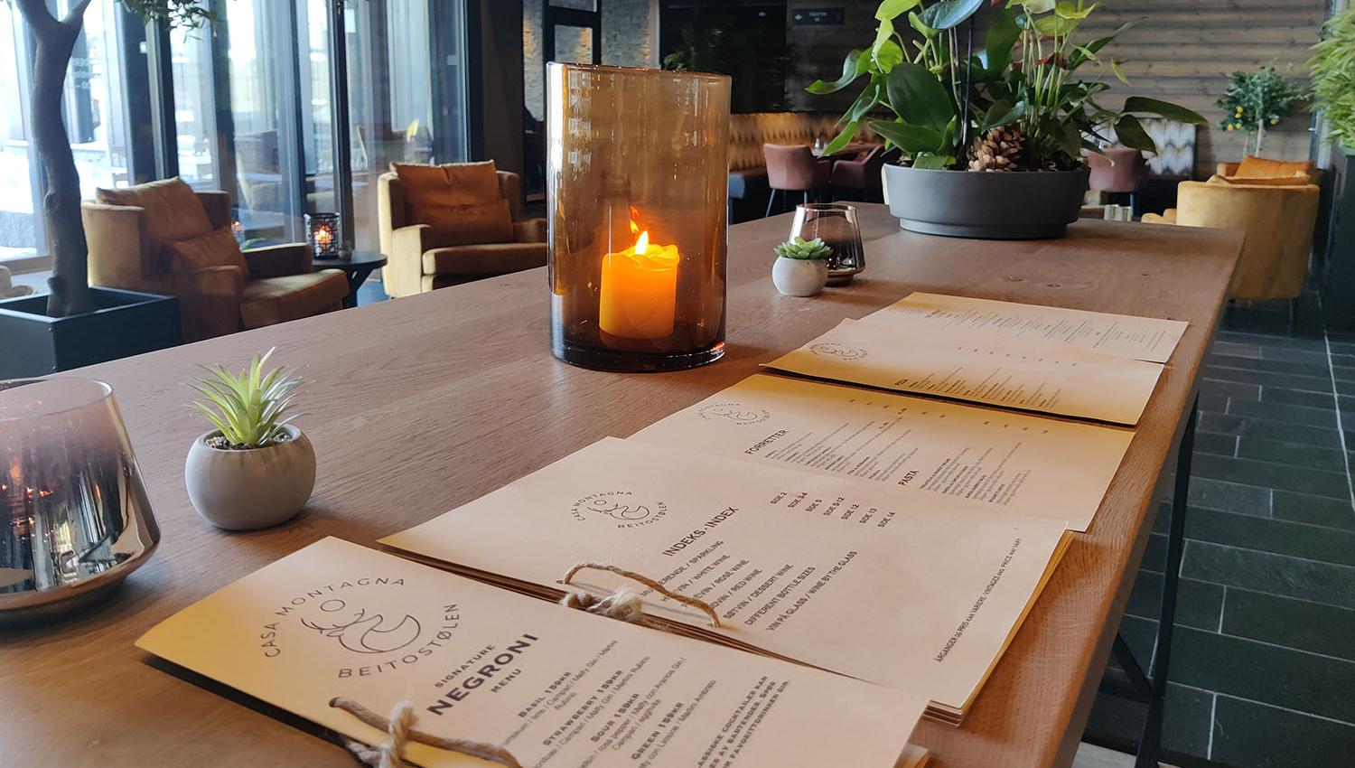 Menu on a restaurant table