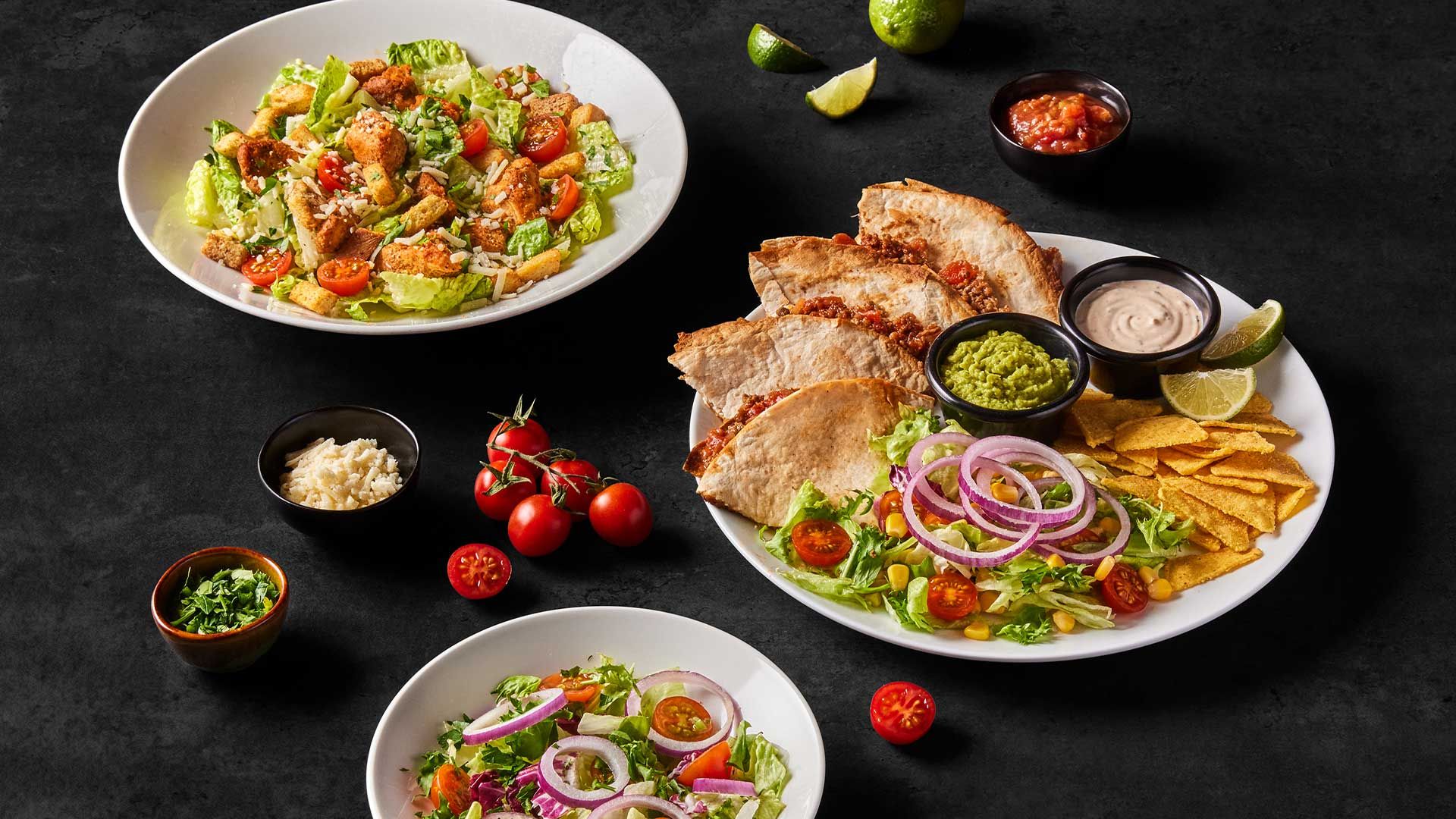 Salads and other dishes on the menu