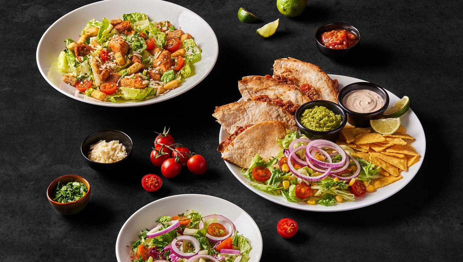 Salads and other dishes on the menu