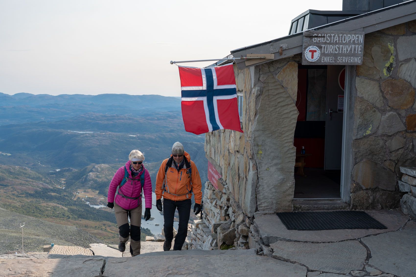 Gaustatoppen Tourist Cabin is at the top of Gaustatoppen