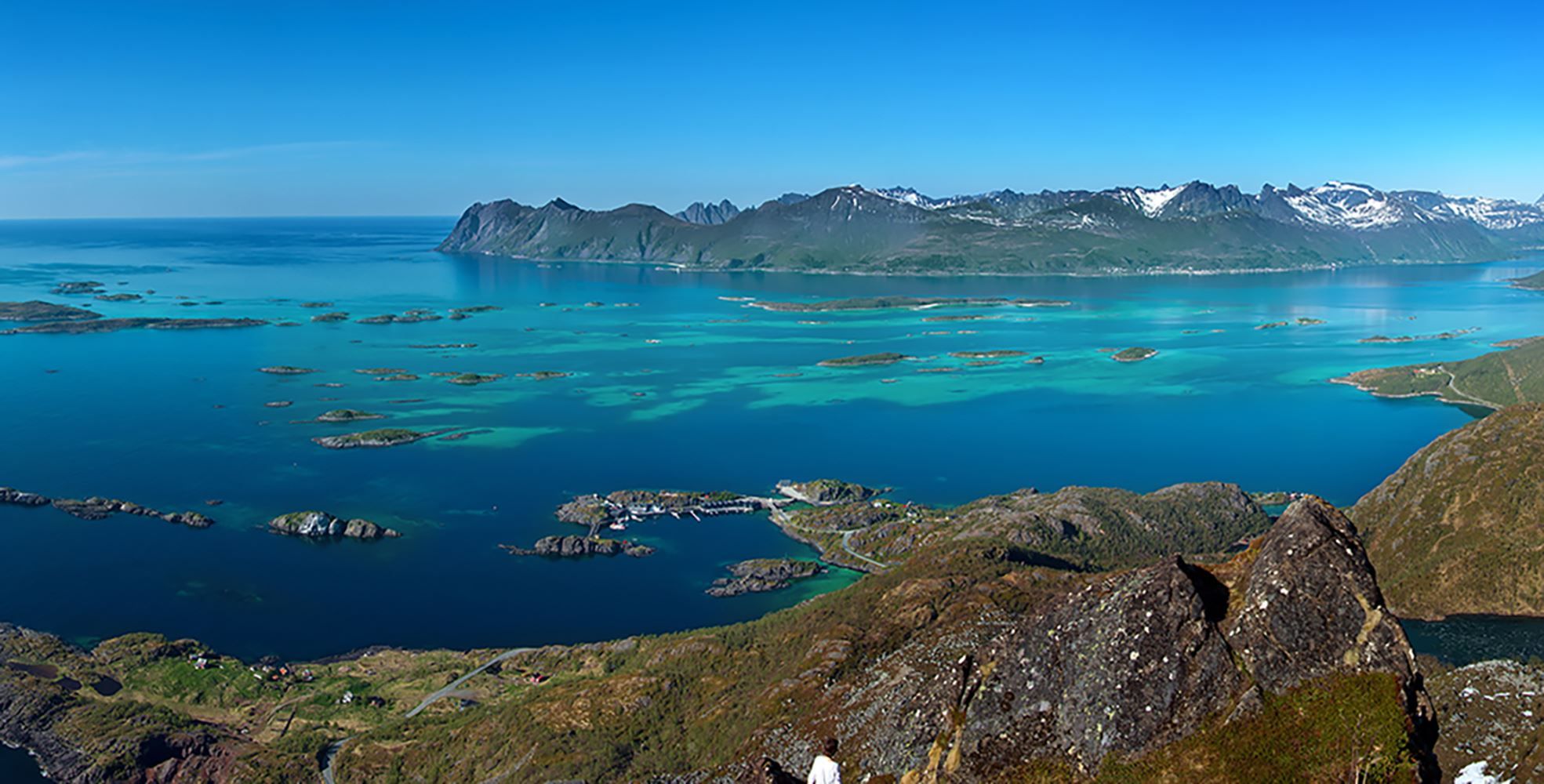 Panoramic view of Senja during summer.