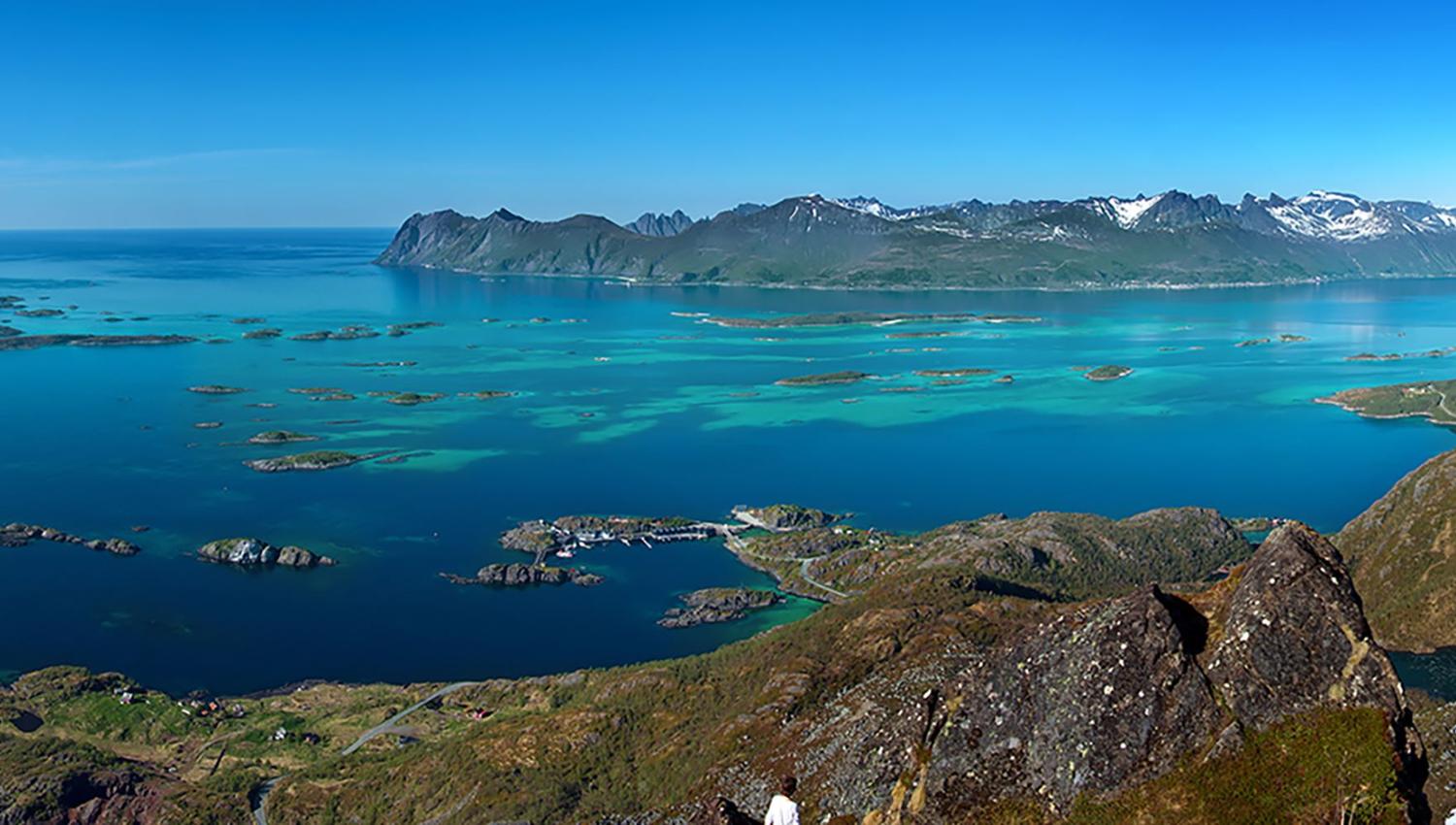 Panoramic view of Senja during summer.