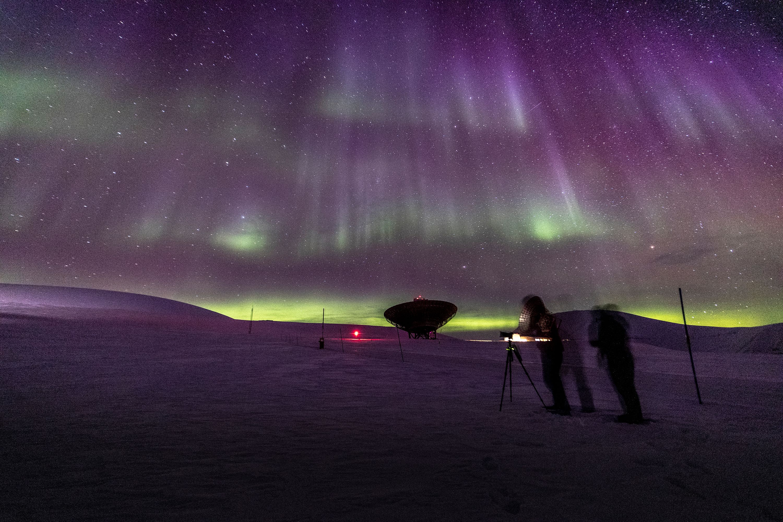 Northern Lights in green and purple colours 