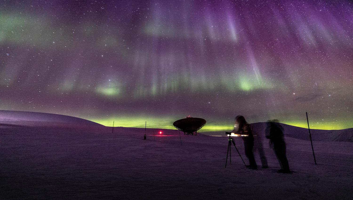 Northern Lights in green and purple colours