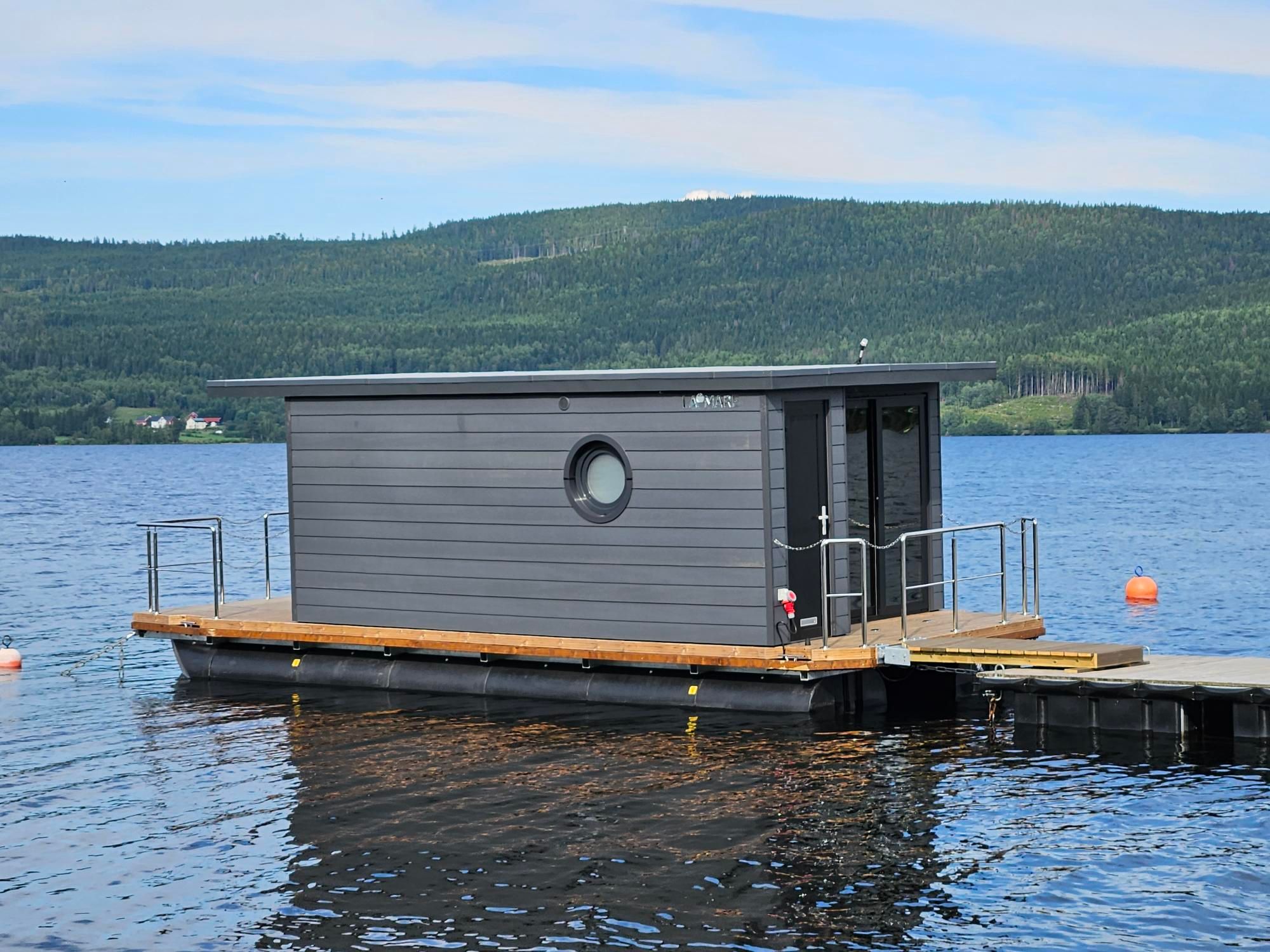 floating sauna on a lake