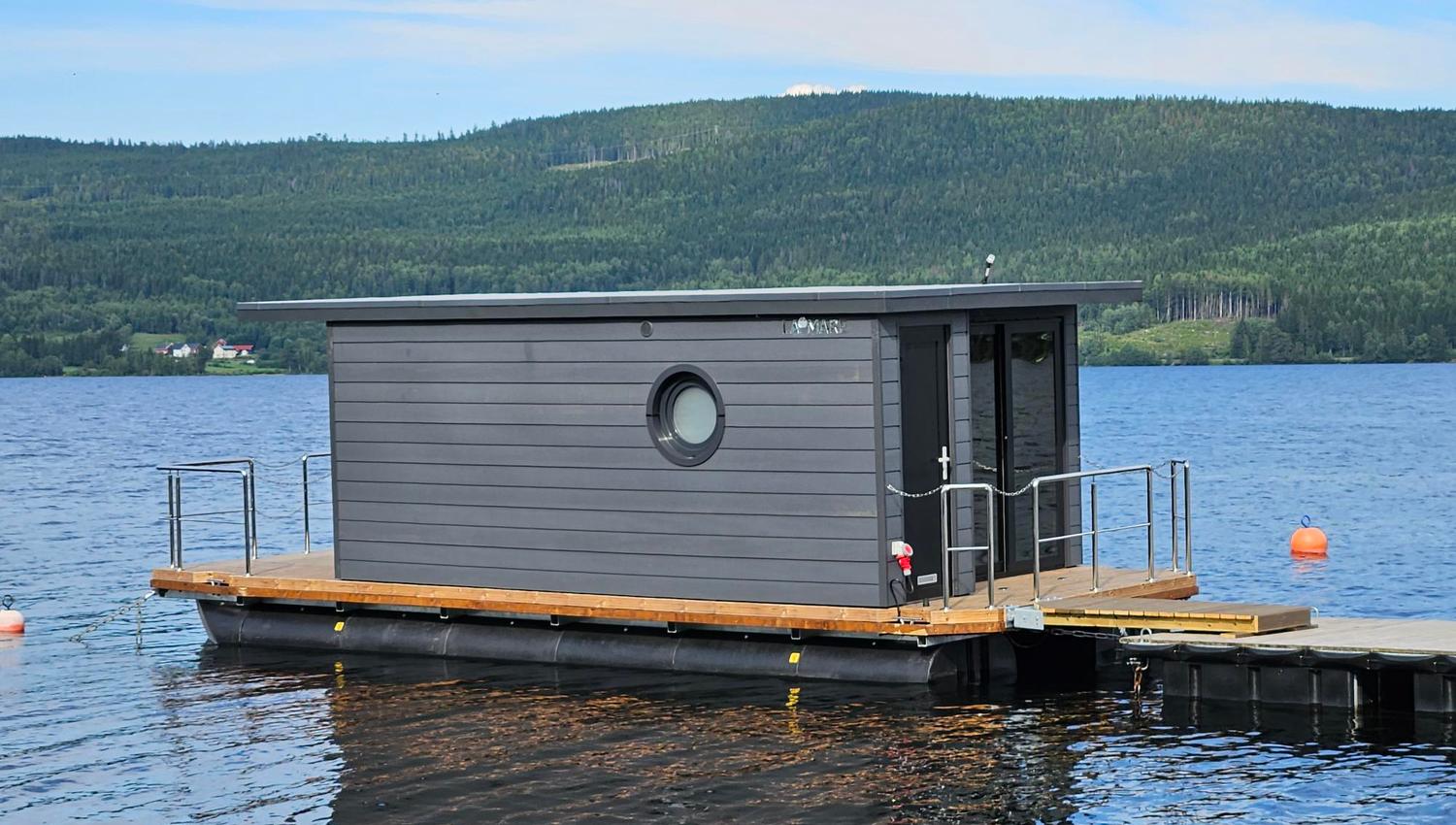 floating sauna on a lake