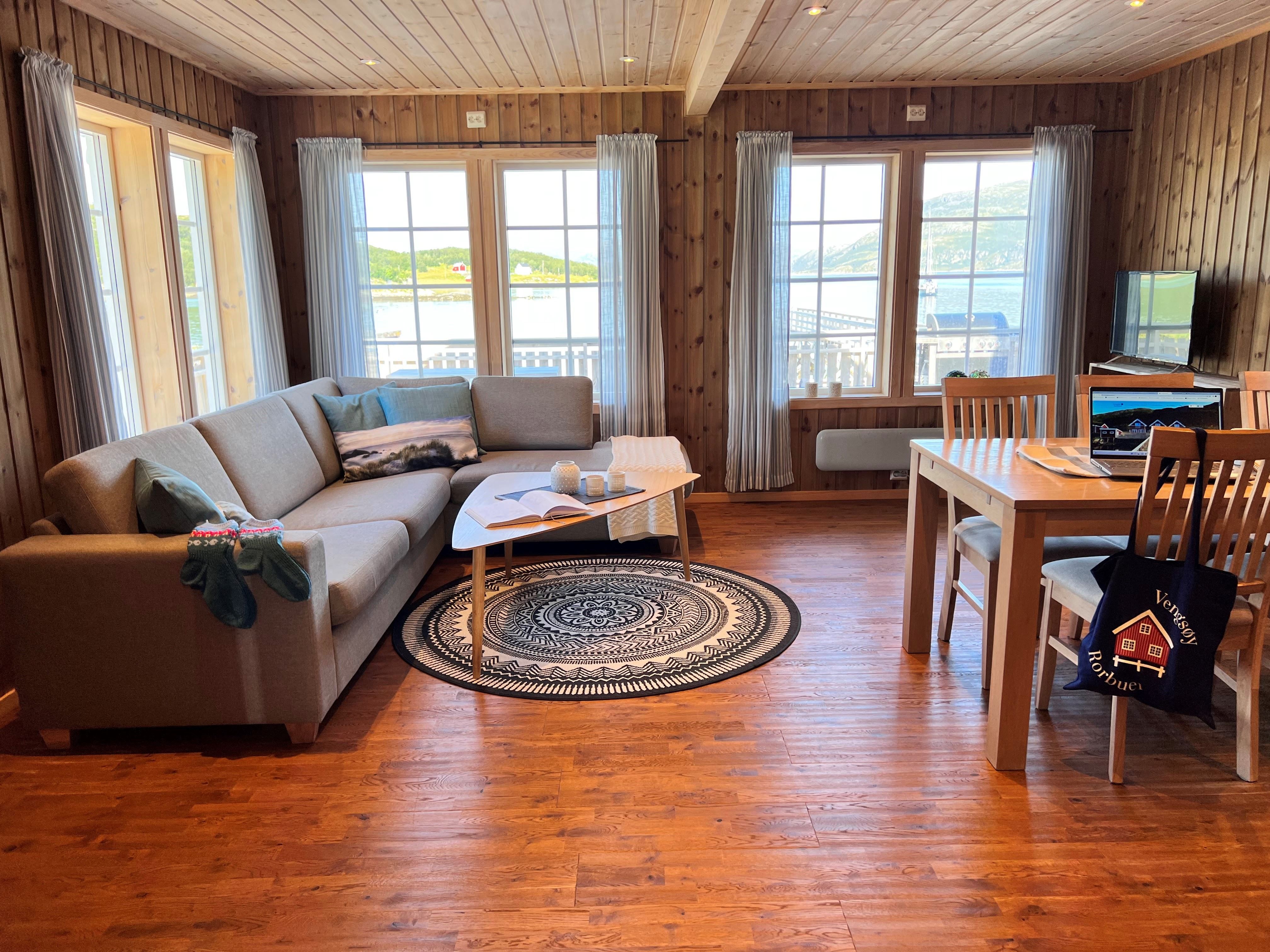 Living room with views out the fjord