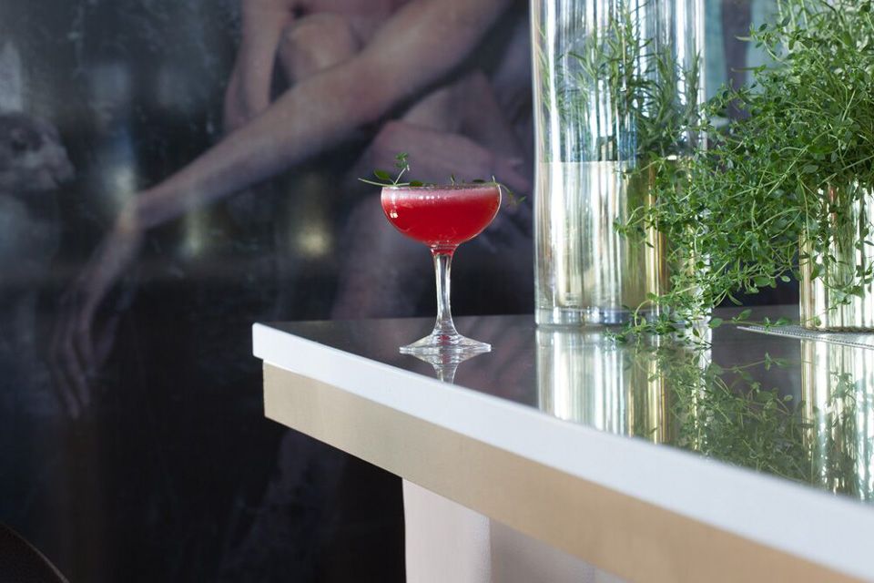 Red drink in stemware
