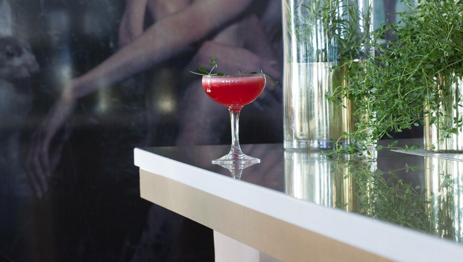 Red drink in stemware