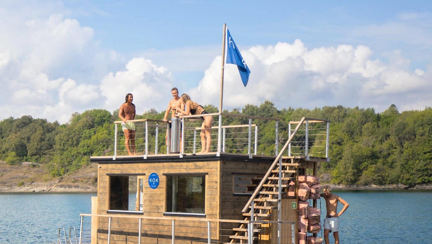 Floating sauna in the fjord.